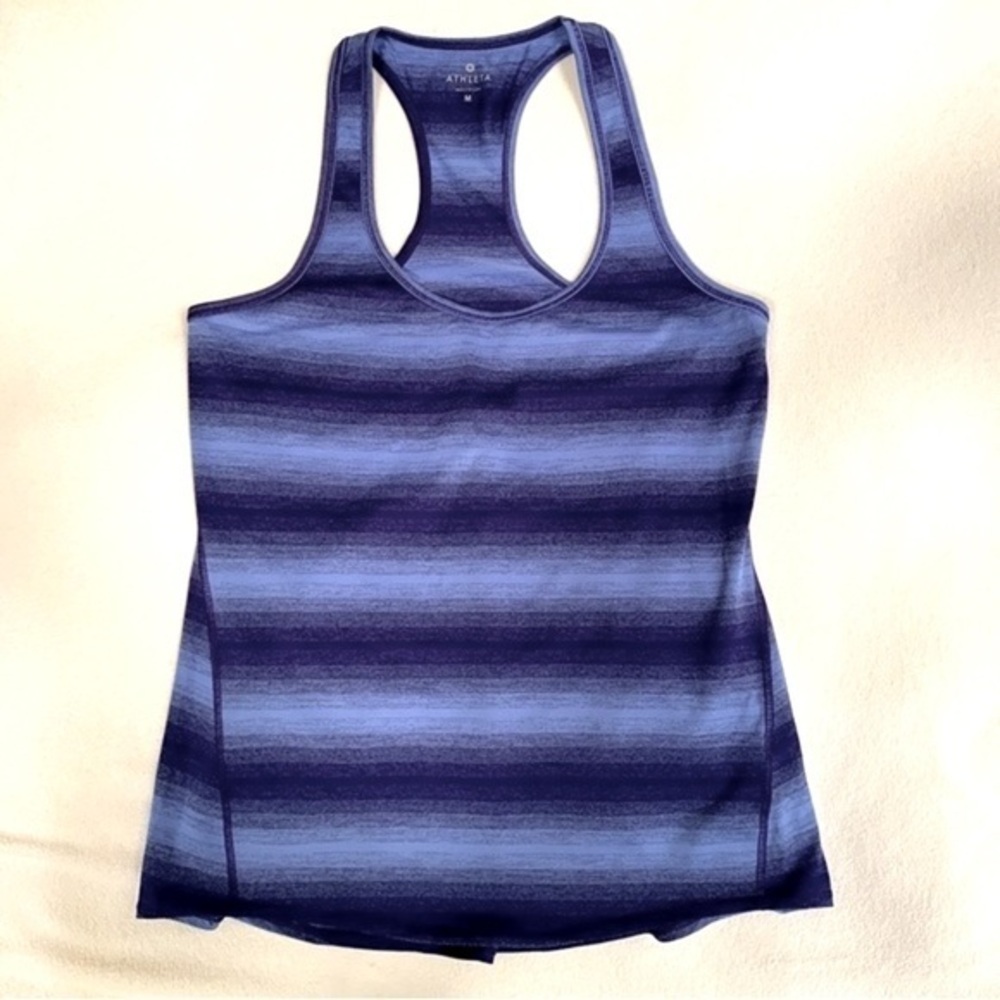 ATHLETA Tank top razorback striped violet purple ombre yoga gym workout medium
